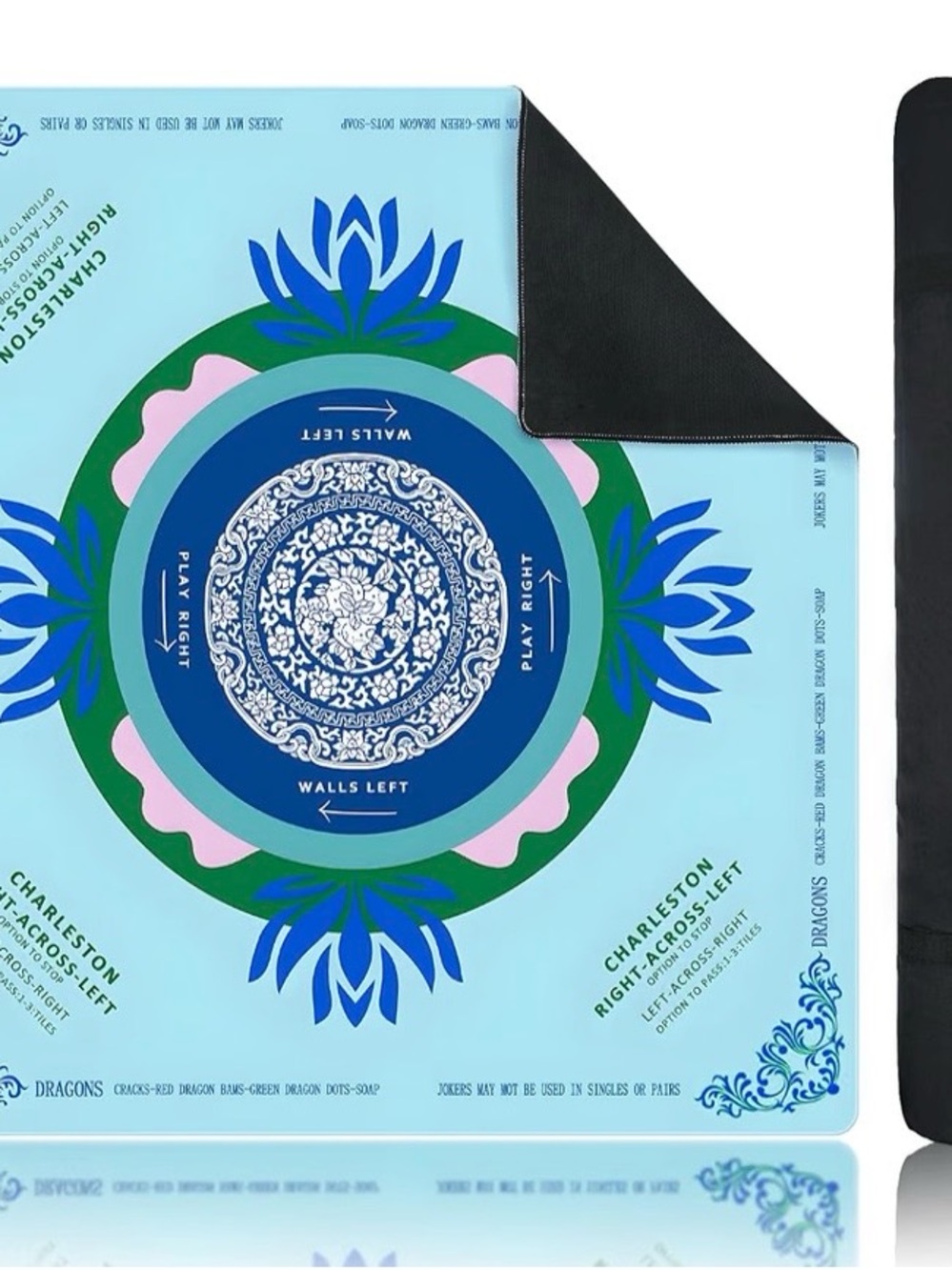 Lotus Mandala Game Tapestry — Blue and Green